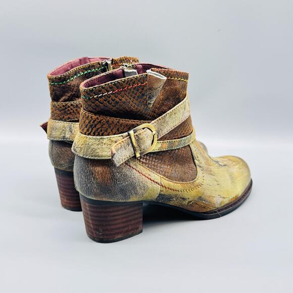 L'Artiste by Spring Step Boots Womens 7.5 Brown Green Camo Leather Ankle Shoes - Picture 9 of 13